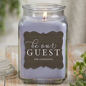 Be Our Guest Personalized 18 oz Lilac Scented Candle Jar