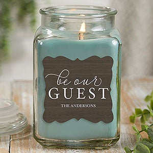 Be Our Guest Personalized 18 oz Eucalyptus Spa Candle Jar