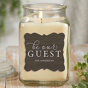 Be Our Guest Personalized 18 oz Vanilla Bean Candle Jar