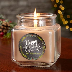 Happy Holidays 10 oz Walnut Coffee Scented Candle Jar