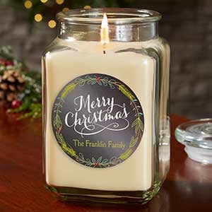 Happy Holidays 18 oz Vanilla Scented Candle Jar