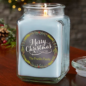 Happy Holidays 18 oz Crystal Waters Scented Candle Jar