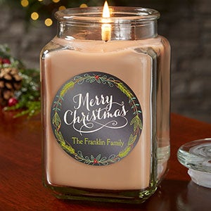 Happy Holidays 18 oz Walnut Coffee Scented Candle Jar