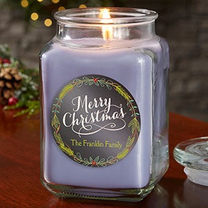 Happy Holidays 18 oz Lilac Scented Candle Jar