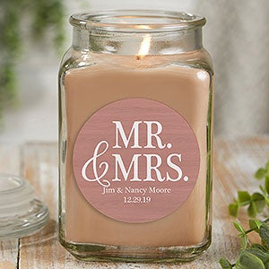 Mr & Mrs 18 oz Walnut Coffee Cake Scented Wedding Candle Jar