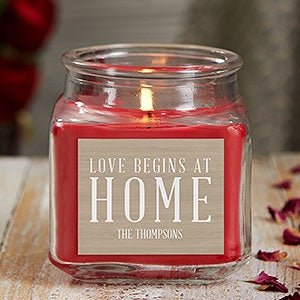 Love Begins At Home 10 oz Cinnamon Spice Scented Candle Jar