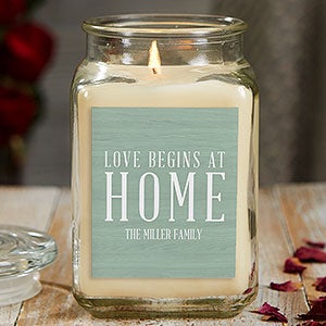 Love Begins At Home 18 oz Vanilla Bean Scented Candle Jar