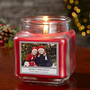 Holiday Photo Personalized 10 oz. Cinnamon Spice Candle Jar