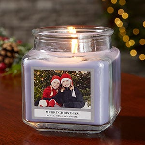 Holiday Photo Personalized 10 oz. Lilac Scented Candle Jar