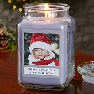 Holiday Photo Personalized 18 oz. Lilac Scented Candle Jar