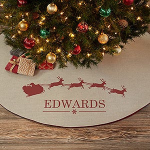 Santa Sleigh Personalized Christmas Tree Skirt