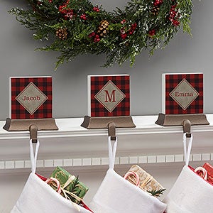 Cozy Cabin Personalized Buffalo Check Stocking Holders