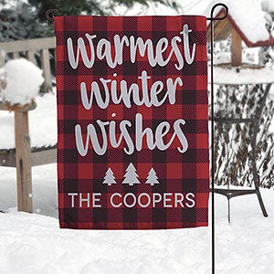 Personalized Buffalo Check Garden Flag - Cozy Cabin