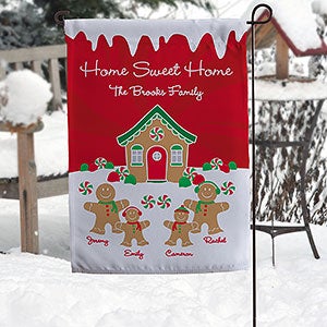 Gingerbread Family Personalized Garden Flag