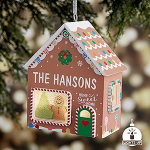 Gingerbread House Personalized Light Up Ornament