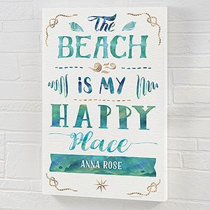 Beach Is My Happy Place 12x18 Personalized Canvas Print