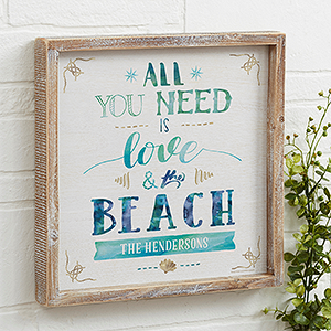 Love And The Beach 12x12 Personalized Framed Wall Art