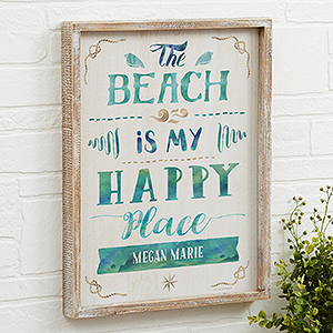 Beach Is My Happy Place 14x18 Personalized Framed Wall Art