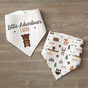 Woodland Adventure Bear Personalized Bandana Bibs