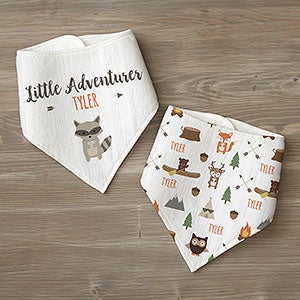 Woodland Adventure Raccoon Personalized Bandana Bibs