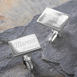 Custom Engraved Silver Cufflinks Groomsman Gift