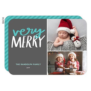 Very Merry 2 Photo Premium Holiday Card - Set of 15