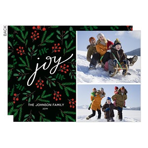 Joy Floral Premium Holiday Photo Card - Set of 15