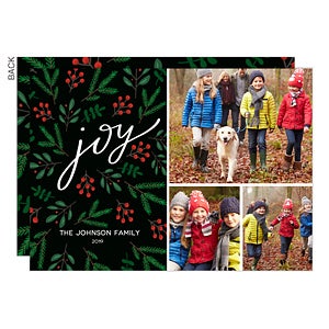 Joy Floral Premium Photo Collage Holiday Card - Set of 15