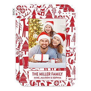 Woodland Pattern Premium Holiday Card - Set of 15