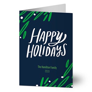 Greenery Premium Happy Holidays Card - Set of 15