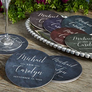 Personalized Wedding Coasters - Moody Chic - 12 Coasters