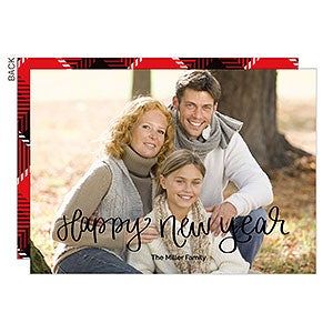 Hand Lettered Happy New Year Premium Holiday Card - Set of 15