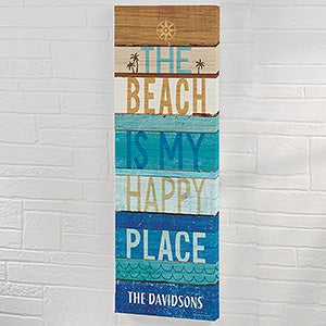 Happy Beachscape Inspiration Personalized Canvas Print - 16x42