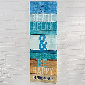 Relax Beachscape Inspiration Personalized Canvas Print - 8x24