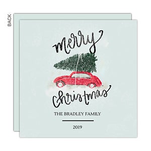 Classic Red Car Premium Christmas Card - Set of 15