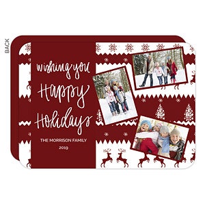 Happy Holidays 3 Photo Premium Holiday Card - Set of 15