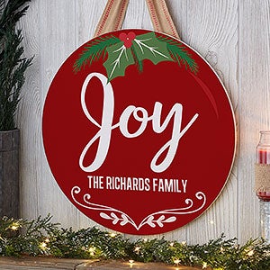 Joy Ornament Round Wood Wall Sign