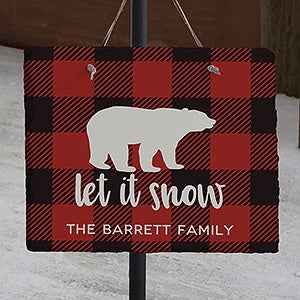 Cozy Cabin Buffalo Check Personalized Slate Plaques