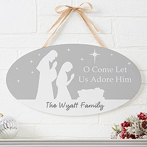 Personalized Christmas Sign - Let Us Adore Him