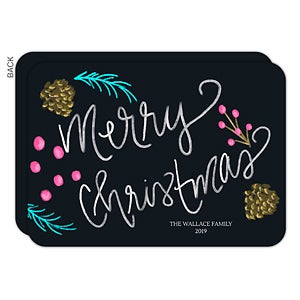 Neon Chalkboard Christmas Card - Set of 15