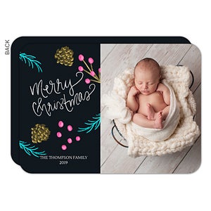 Neon Chalkboard Photo Christmas Card - Set of 15