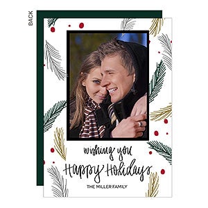 Happy Holidays Pine Premium Holiday Card - Set of 15