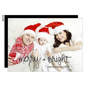 Merry & Bright Calligraphy Premium Holiday Card - Set of 15