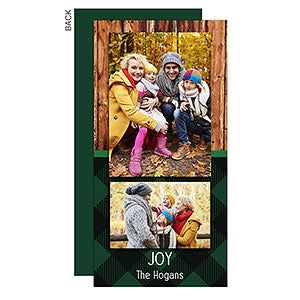 Green Plaid Premium Holiday Postcard - Set of 15