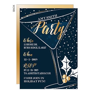 Holiday Party Glass Invitation - Premium - Set of 15