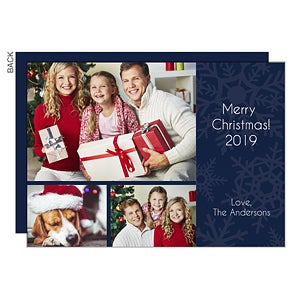 Snowflakes 3 Photo Holiday Card - Set of 15