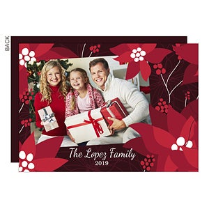 Red Poinsettias Holiday Card - Set of 15