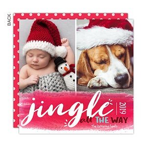 Jingle All the Way Watercolor Premium Holiday Card - Set of 15