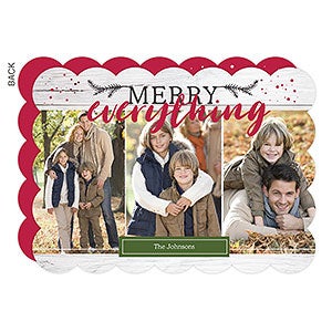 Merry Everything Wood Premium Holiday Card - Set of 15