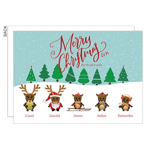 Merry Christmas Reindeer Premium Holiday Card - Set of 15